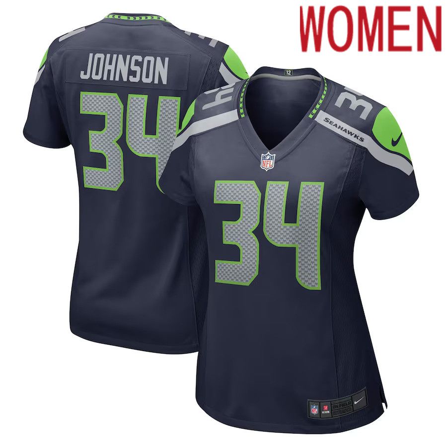Women Seattle Seahawks 34 Josh Johnson Nike College Navy Game NFL Jersey